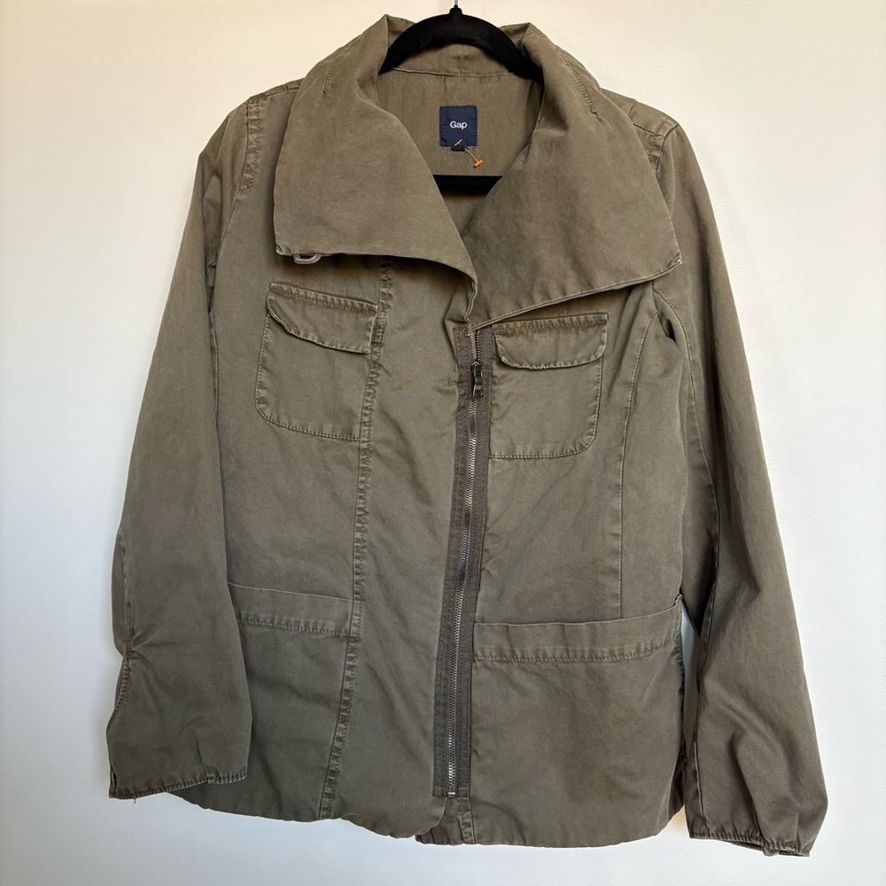 GAP Utility Jacket Women’s Small, Olive Green, 100% Cotton, Zip Front